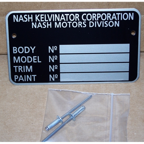 Nash Kelvinator Body ID Tag